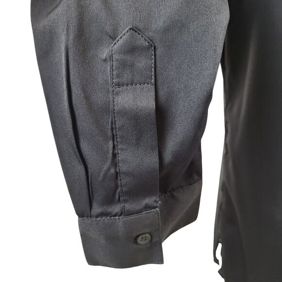 Jacklyn Smith Small Slate Blue Blouse Beaded Shoulders Button Shirred Front Glam - Picture 9 of 11